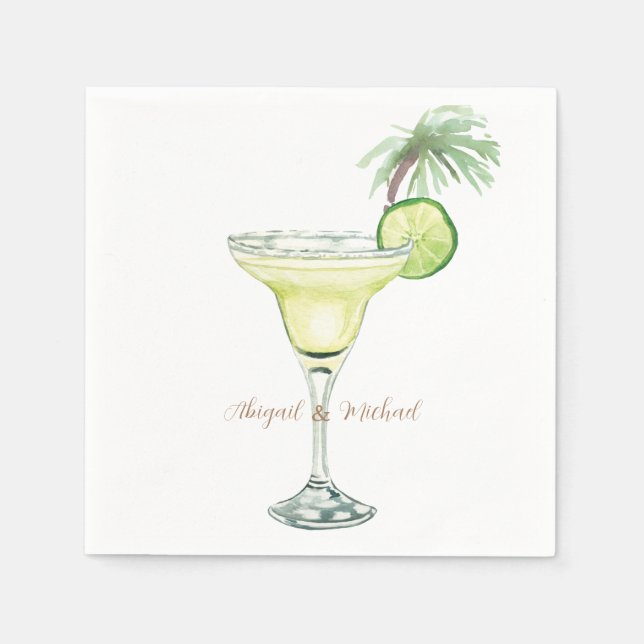 Margaritas Tropical Couple Names Serviette (Vorderseite)