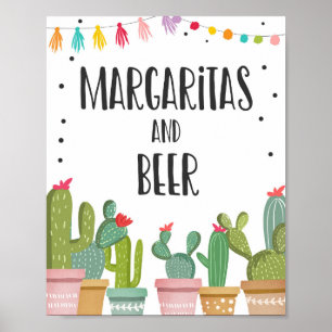Margaritas und Bier Bar Cactus Fiesta Tafelzeichen Poster