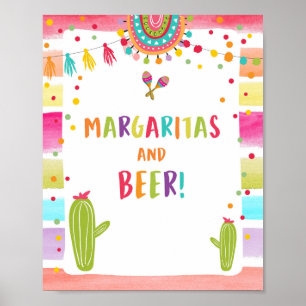 Margaritas und Biere Bar Kaktus Fiesta-Tischschild Poster