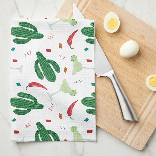 Margaritas und Chili Paprikaschoten Fiesta Thema Geschirrtuch (Viertel Falte)