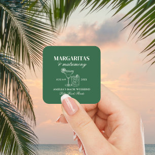 Margaritas und Ehe Junggesellinnen-Wochenende Quadratischer Aufkleber