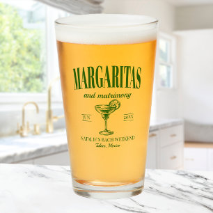 Margaritas und Matrimone Personalisiert Bacheloret Glas