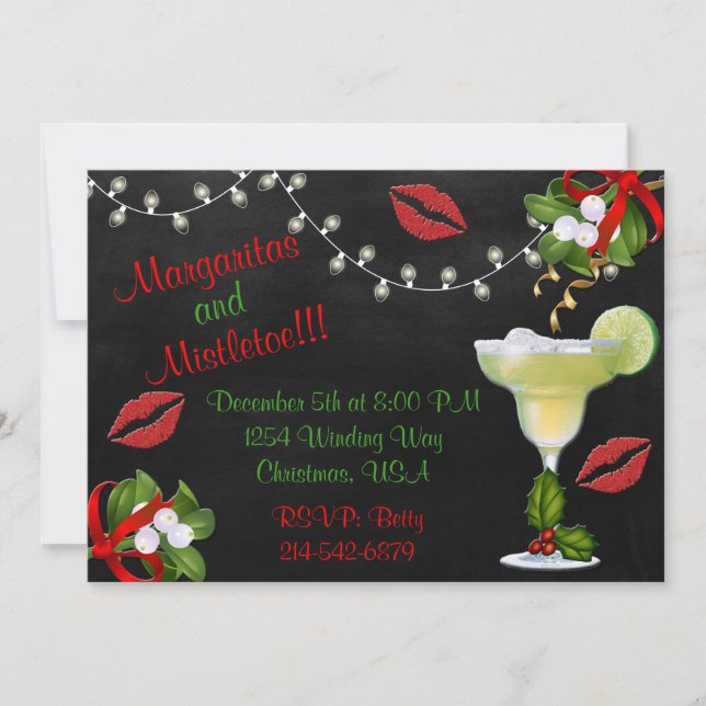 Margaritas und Mistletoe Lights Party Einladung (Vorderseite)