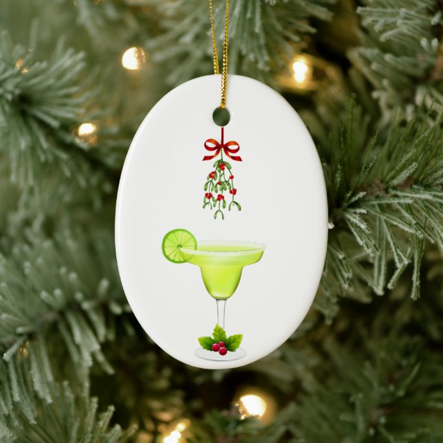 Margaritas und Mistletoe Weihnachten Keramik Ornament (Baum)