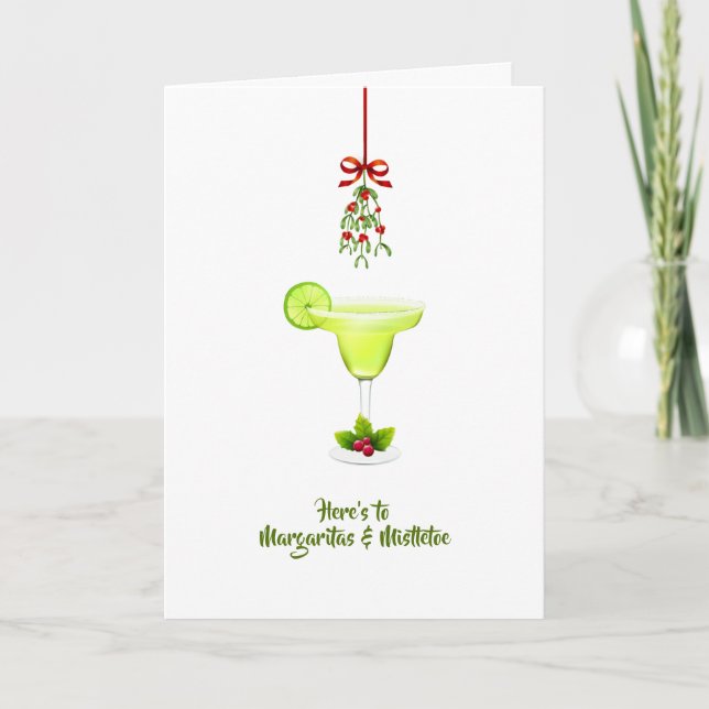 Margaritas und Mistletoe Weihnachtsgrüße Karte (Vorderseite)