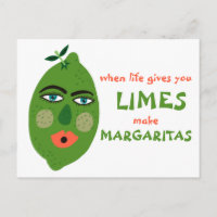 Margaritas Whimsical Limes Postcard