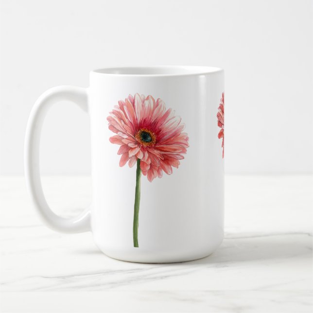 MARGARITE BLUME schöne Aquarell-Margariten rosa  Kaffeetasse (Links)