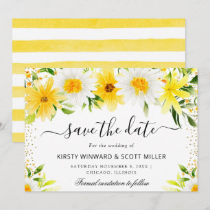 Margariten und gelbe Sommerblumen-Hochzeit Save The Date