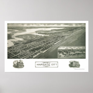 Margate City, NJ Panorama Karte - 1925 Poster