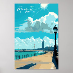 Margate England Vintage-Reise-Ort Illustration Poster