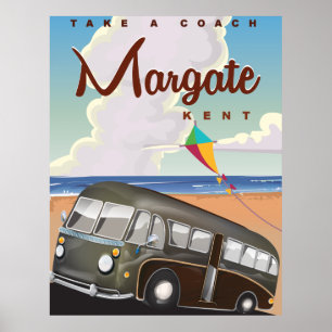 Margate Kent Vintag Coach Reiseplakat Poster