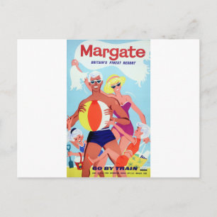 Margate Vintage-Werbeplakat für die Eisenbahn Postkarte
