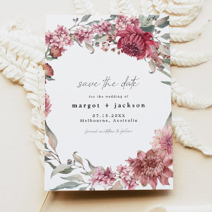 MARGOT Dusty Rose Blush Floral Foto Save the Date Einladung