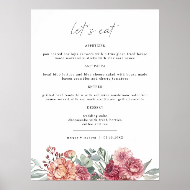 MARGOT Dusty Rose Blush Pink Floral Boho Garden Poster (Vorne)