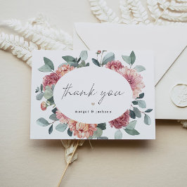 MARGOT Rustic Dusty Rose Blush Bloral Bohemisch Dankeskarte