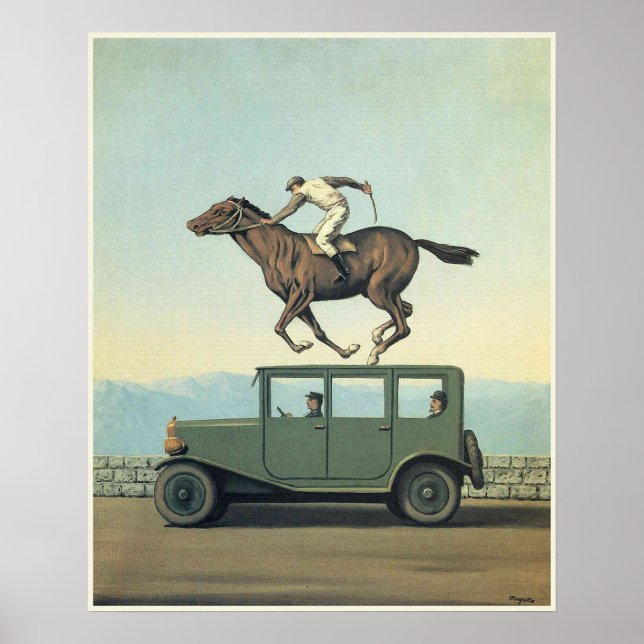 MARGRITTE HORSE RACING CAR Fine Art Poster (Vorne)