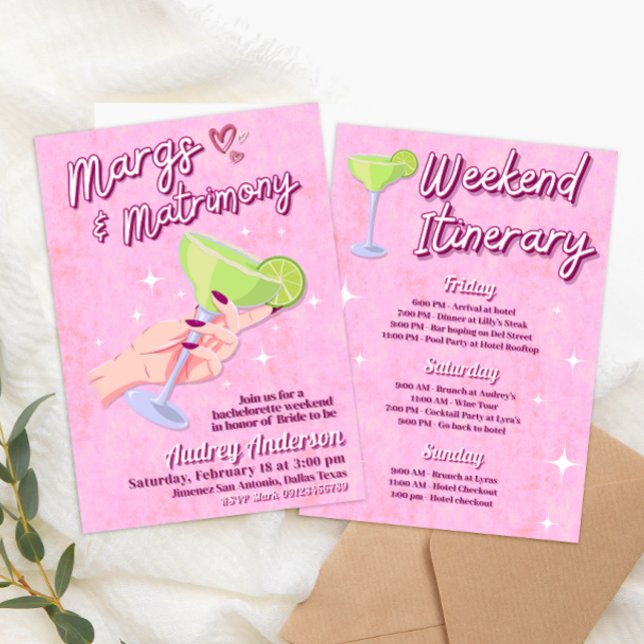 Margs and Matrimone - Bachelorette Weekend Einladung (Margs and Matrimony - Bachelorette Weekend Invitation)
