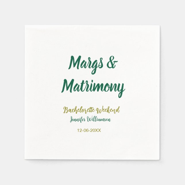 Margs and matrimony add name date bachelorette par serviette (Vorderseite)