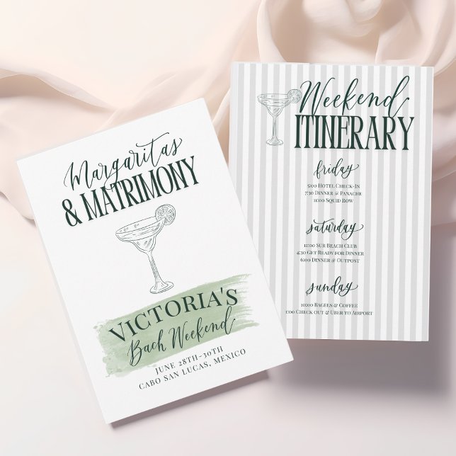 Margs and Matrimony Bachelorette Einladung (Margaritas & Matrimony Bachelorette Party Invitation | Custom Bachelorette supplies for beach bride!)