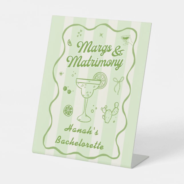 Margs and Matrimony Bachelorette Sockelschild (Vorderseite)