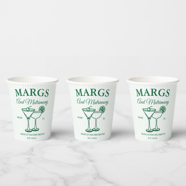 Margs and Matrimony Beach Junggeselinnen-Abschied Pappbecher (Multi)