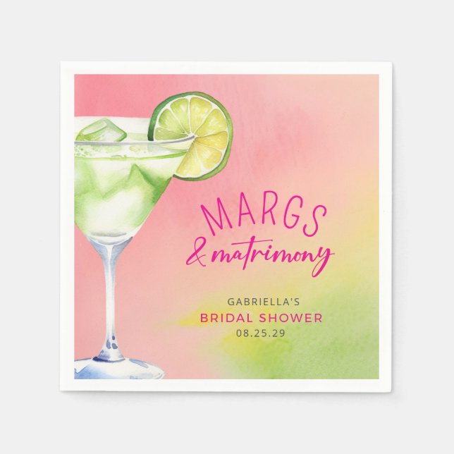 Margs and Matrimony Cocktail Brautparty Serviette (Vorderseite)