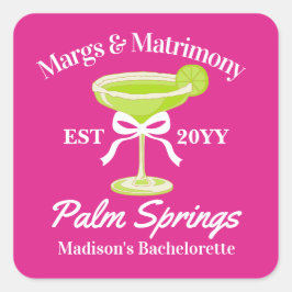 Margs and Matrimony Margaritas Junggeselinnen-Absc Quadratischer Aufkleber