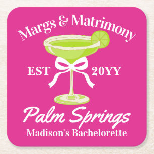 Margs and Matrimony Margaritas Junggeselinnen-Absc Rechteckiger Pappuntersetzer