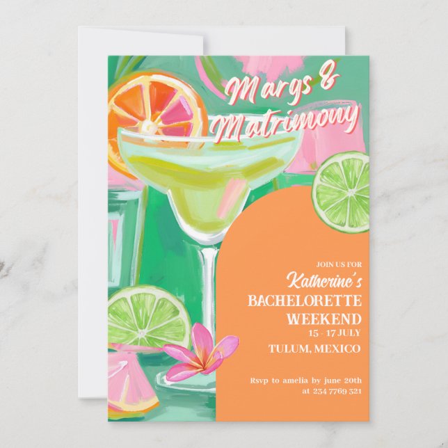 Margs & Matrimone Bachelorette Einladung (Vorderseite)