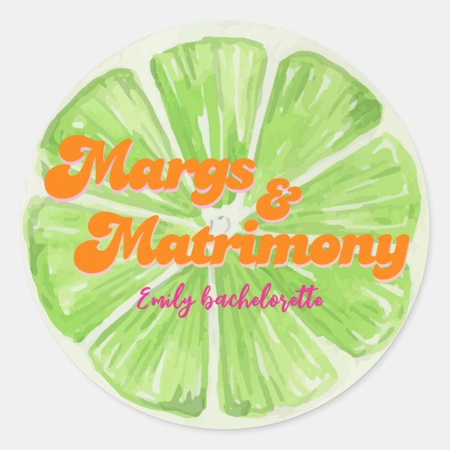 Margs & Matrimony Bachelorette Weekend Party Runder Aufkleber (Vorderseite)