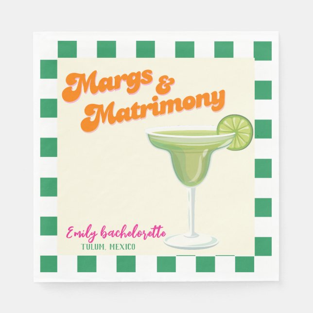Margs & Matrimony Bachelorette Weekend Party Serviette (Vorderseite)