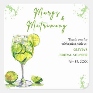 Margs & Matrimony Cocktail Brautparty Vielen Dank Quadratischer Aufkleber