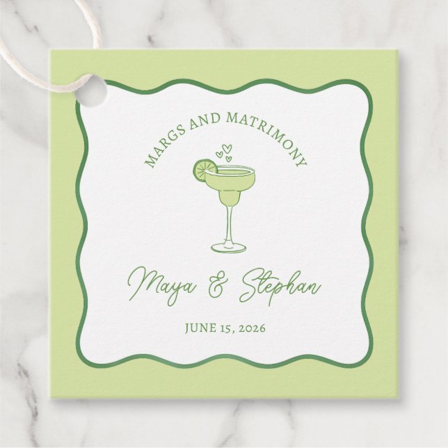 "Margs & Matrimony" Einfache Limone Margarita Wedd Geschenkanhänger (Vorderseite)