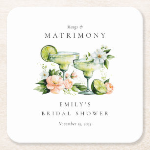 Margs & Matrimony Floral Brautparty Rechteckiger Pappuntersetzer