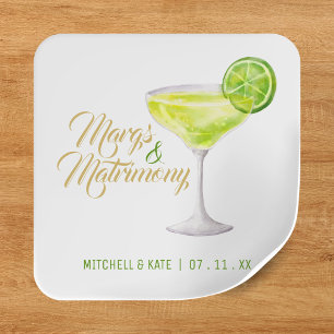 Margs & Matrimony Green & Gold Brautparty Quadratischer Aufkleber