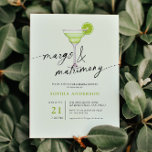 Margs & Matrimony Green Limones Brautparty Einladung<br><div class="desc">Moderne Kalligraphie Spaß Margs & Matrimony Thema Braudusche Einladung mit Zitrusfruchtern Muster auf der Rückseite.</div>