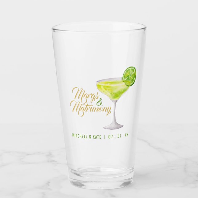 Margs & Matrimony Green Margarita Brautparty Glas (Vorderseite)