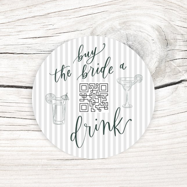 MARGS & MATRIMONY KAUFEN SIE DIE BRIDE EIN GETRÄNK RUNDER AUFKLEBER (MARGS & MATRIMONY- Buy the bride a drink Custom QR code sticker- Bachelorette Party Supplies)
