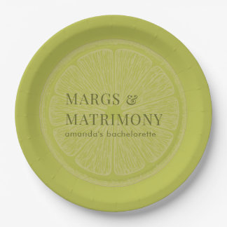 Margs & Matrimony Limettengrüne Junggesellinnenpar Pappteller