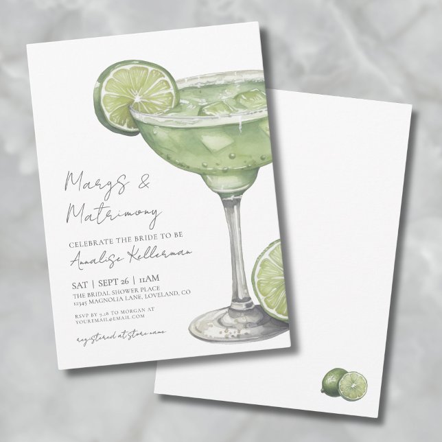 Margs & Matrimony Margarita Brautparty Einladung (Margs & Matrimony Margarita Bridal Shower Invitation)