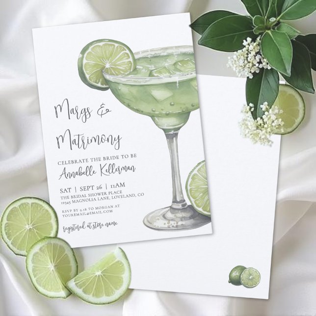 Margs & Matrimony Margarita Bridal Shower Einladung (Margs & Matrimony Margarita Bridal Shower Invitation)