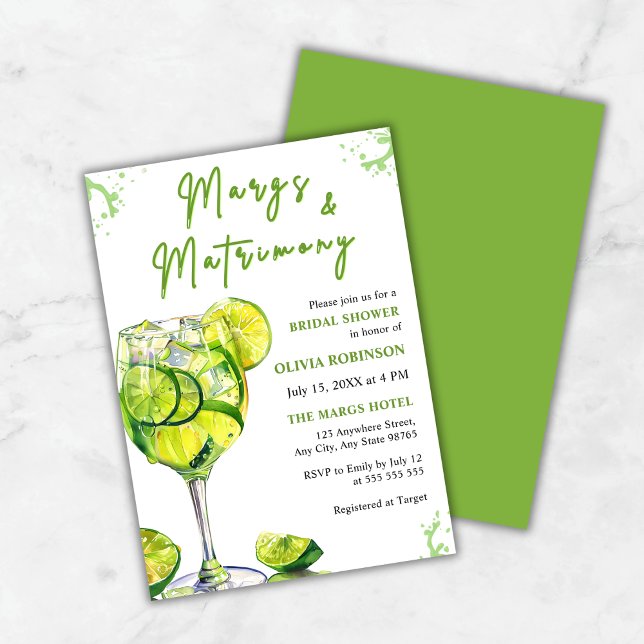 Margs & Matrimony Margarita Cocktail Brautparty Einladung (Margs & Matrimony Margarita Cocktail Bridal Shower Invitation )
