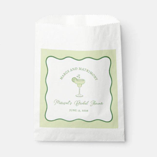"Margs & Matrimony" Moderne Chic Brautparty Geschenktütchen (Vorderseite)