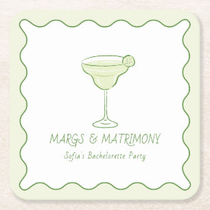 "Margs & Matrimony" Moderner Limoner Junggeselinne Rechteckiger Pappuntersetzer