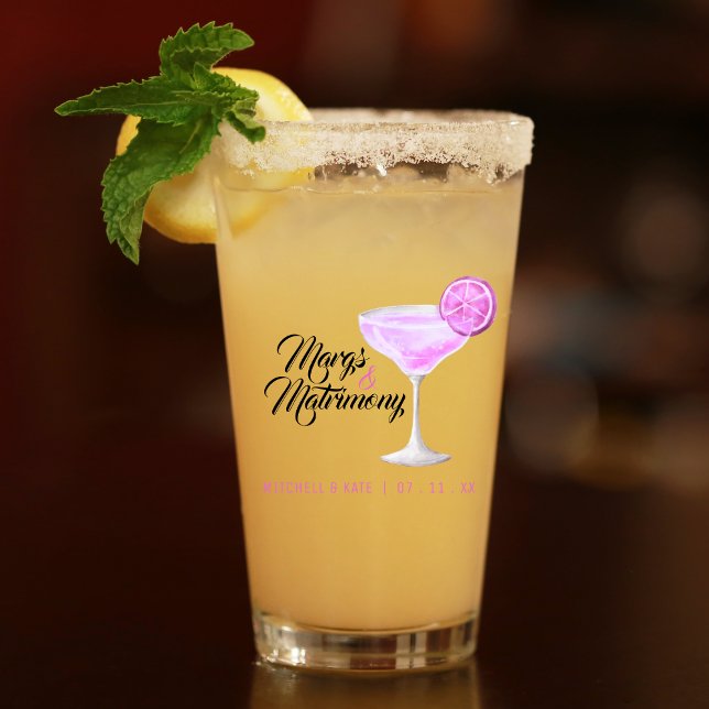 Margs & Matrimony Pink Margarita Brautparty Glas (Margs & Matrimony Pink Margarita Bridal Shower Glass
)