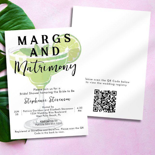Margs & Matrimony QR Code Margarita Brautparty Einladung (Von Creator hochgeladen)