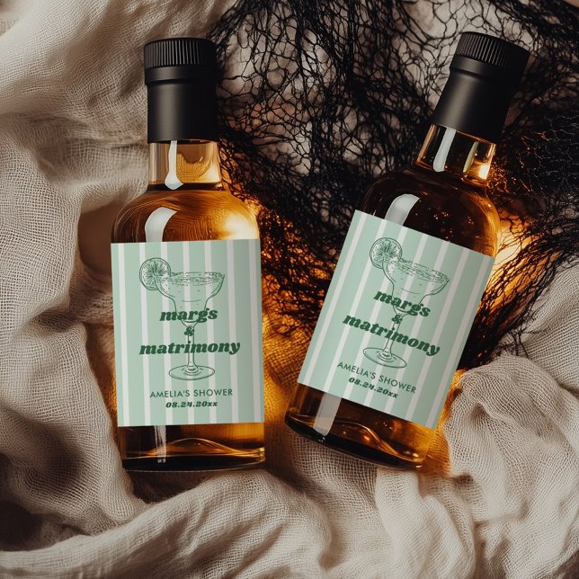 Margs & Matrimony Retro Bachelorette Brautparty Alkoholflaschenetikett (Von Creator hochgeladen)