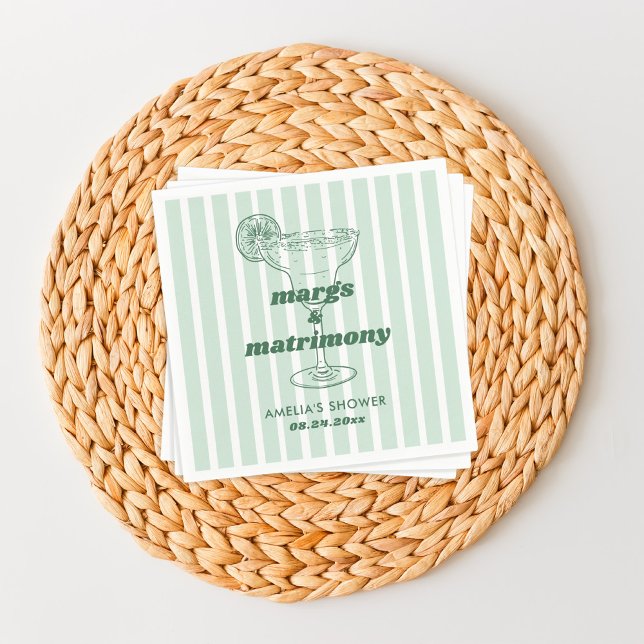 Margs & Matrimony Retro Bachelorette Brautparty Serviette (Von Creator hochgeladen)