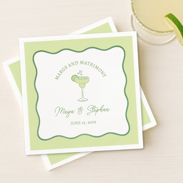 "Margs & Matrimony" Simple Lime Margarita Wedding Serviette (Von Creator hochgeladen)