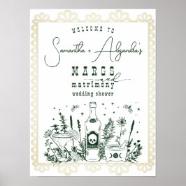 Margs Matrimony Skull Fiesta Couple Dusche Empfang Poster